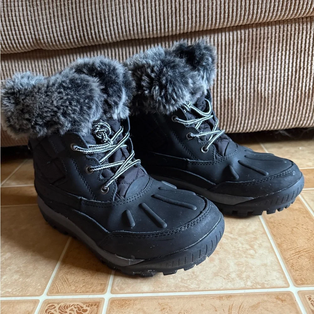 Black Fur-Lined Winter Boots - Picture 1 of 4